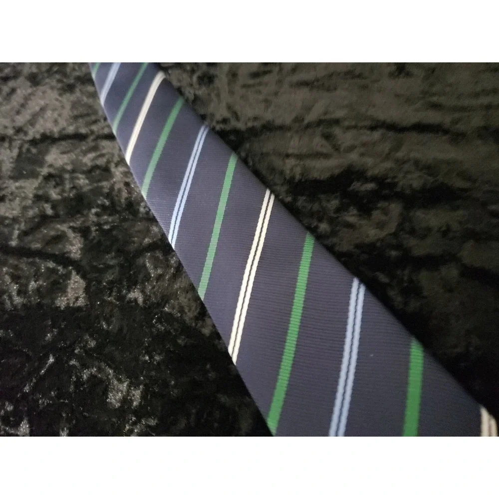 Blue Guru Skinny Striped Neck Tie Mens Blue Green Career Wear Dress Shirt